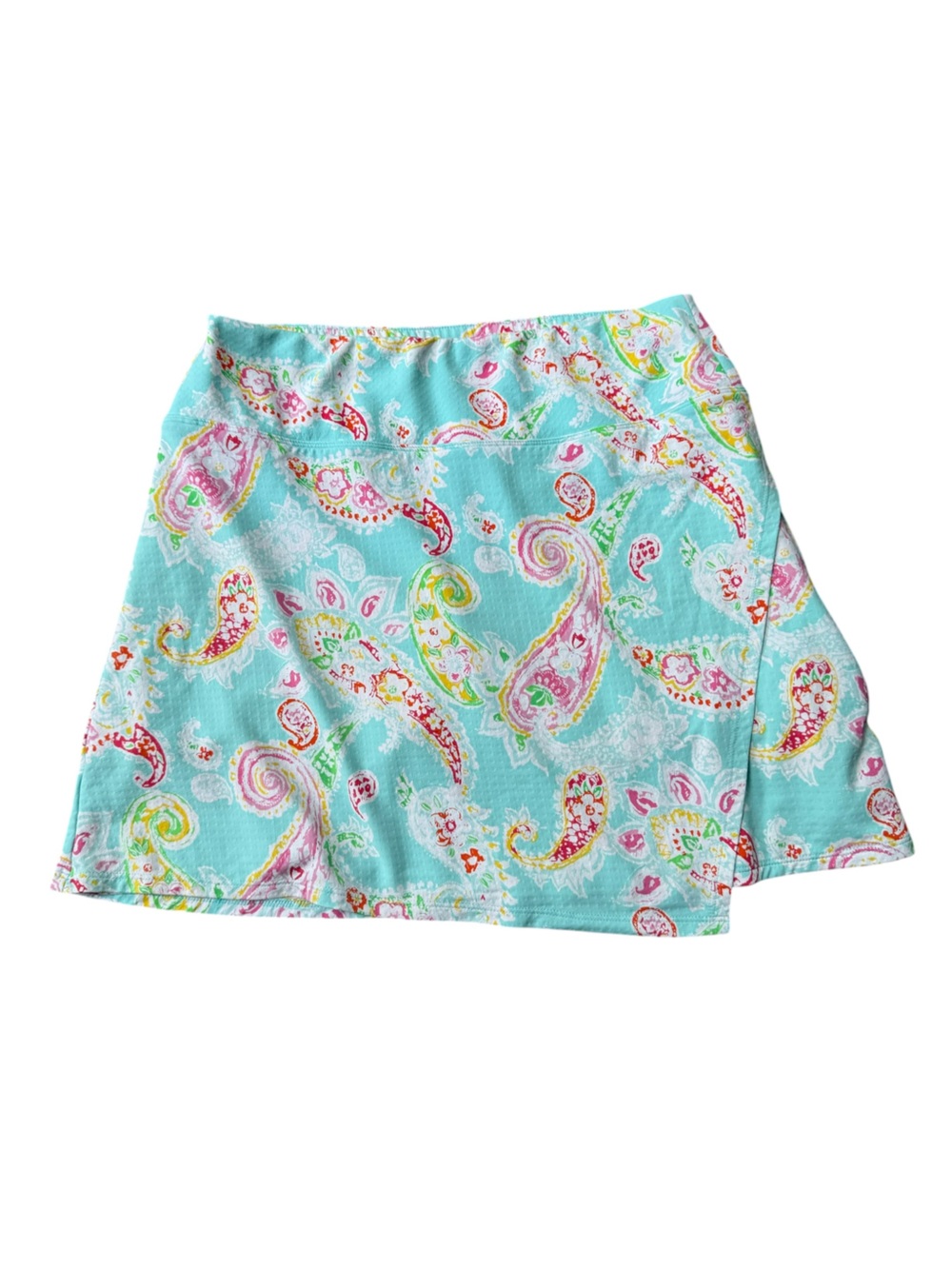 IBKUL Sharon Faux Wrap Skort in Seafoam Paisley Turquoise Multi Size S Tennis